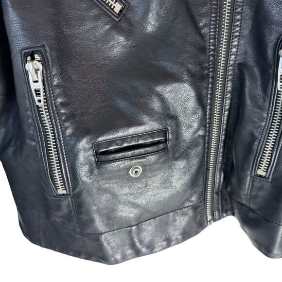 Blank NYC Women's Black Faux Leather Moto Biker Jacket Sz S - Picture 4 of 5